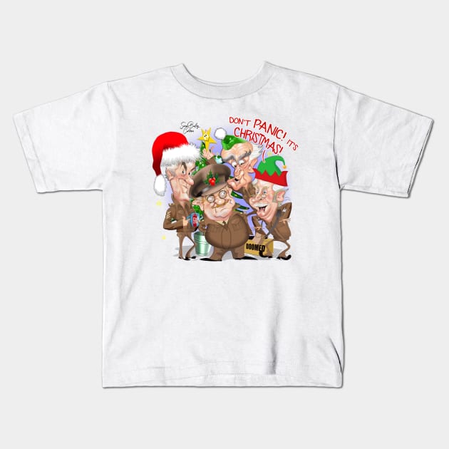 Dads army Christmas Kids T-Shirt by Sarah Bailey TV Cartoons